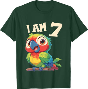 Kids 7 Years old 7 birthday Parrots Boy Girl Parrot T-Shirt - T-Shirt | Forest