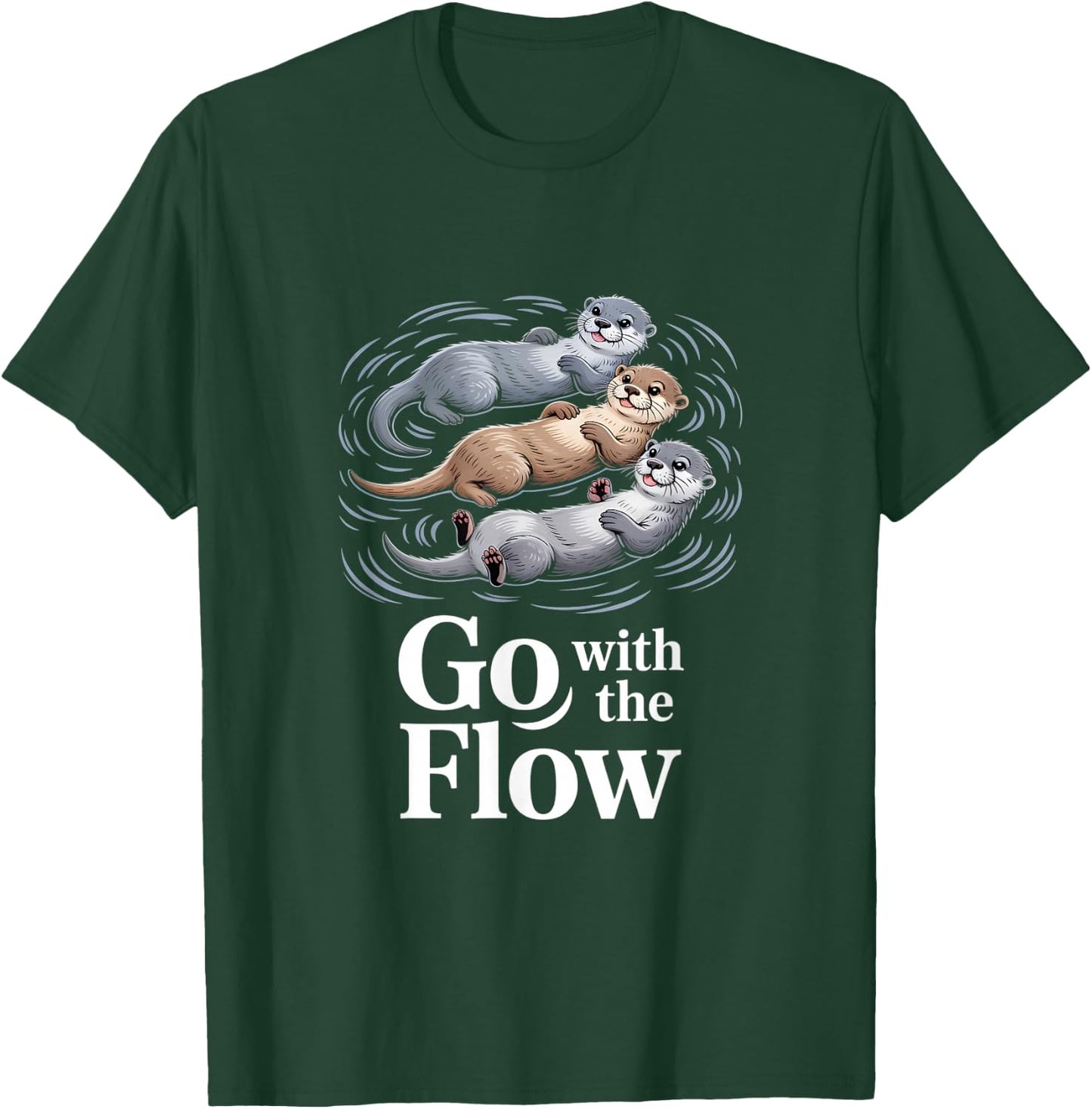 Go with The Flow Lustiger Otter Schwebender Spruch T-Shirt - T-Shirt | Forest