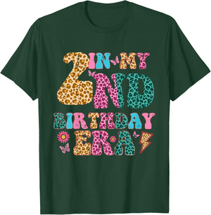 In My 2nd Birthday Era Leopard 2 Year Old Bday Girls Kids T-Shirt - T-Shirt | Forest