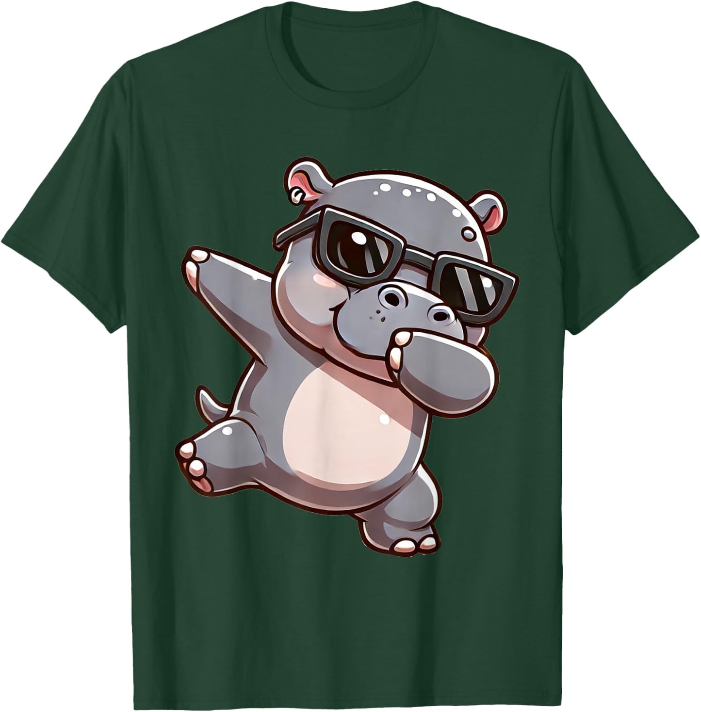 Dabbing Hippo Funny Hippo Zoomotiv Hippo , black, S T-Shirt - T-Shirt | Forest