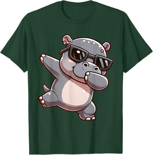 Dabbing Hippo Funny Hippo Zoomotiv Hippo , black, S T-Shirt - T-Shirt | Forest