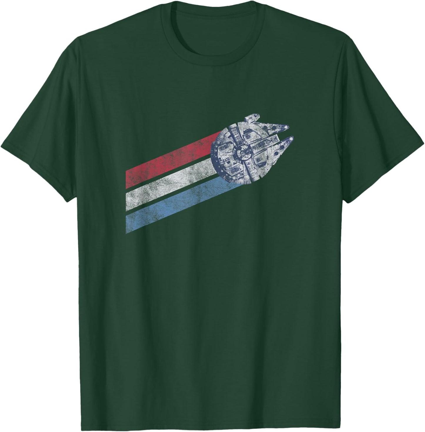Star Wars Classic Americana Stripes Millennium Falcon Shot T-Shirt - T-Shirt | Forest