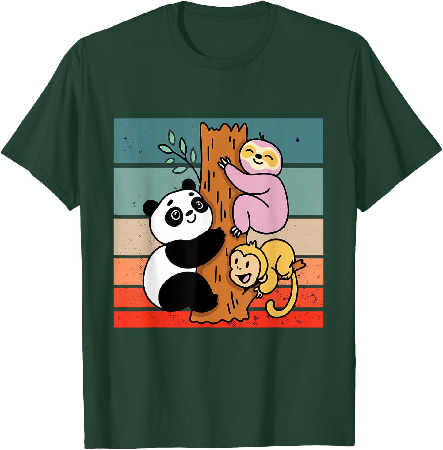 Panda sloth monkey tree clinging cute animals jungle nature T-Shirt - T-Shirt | Forest
