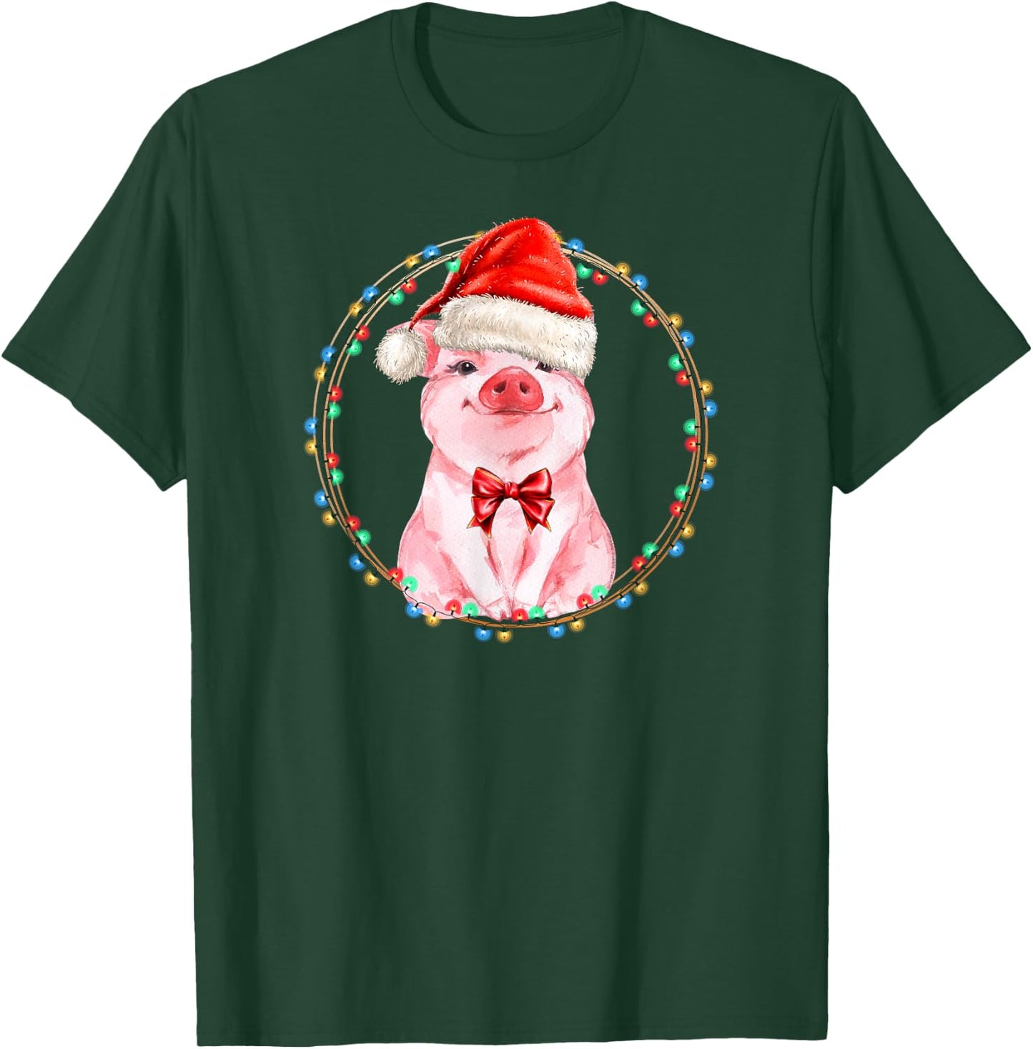 Sweet Pig with Santa Hat Pig Lover Christmas T-Shirt - T-Shirt | Forest
