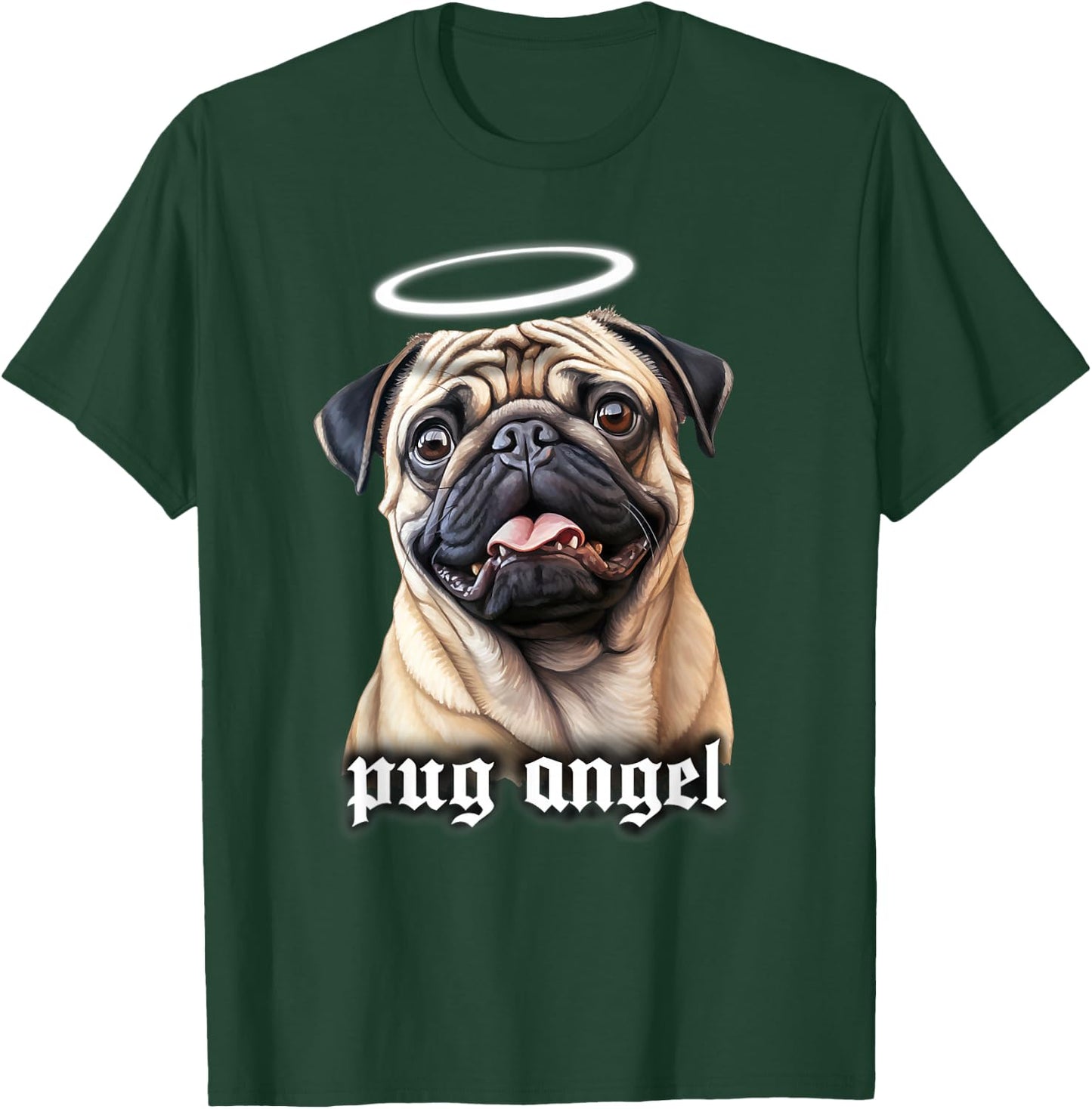 Pug Angel Dog Portrait T-Shirt - T-Shirt | Forest