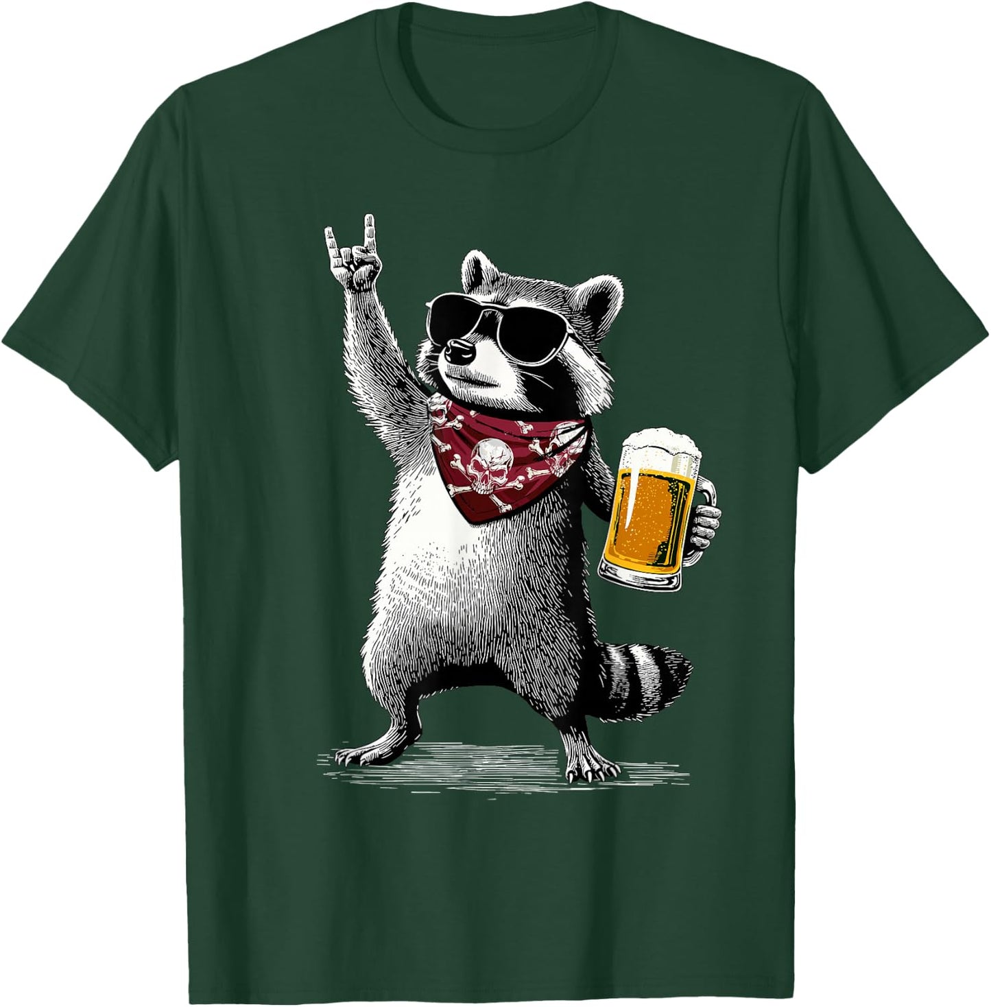 Raccoon Rock On Beer Bar Kneipentour und trinkt lustiges Bier T-Shirt - T-Shirt | Forest