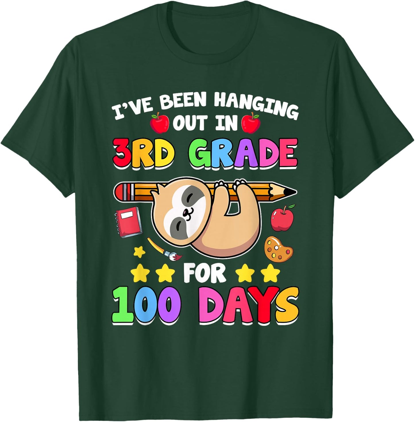 100th Day Of School Sloth Shirt 3rd Grade 100 Days School T-Shirt - T-Shirt | Forest