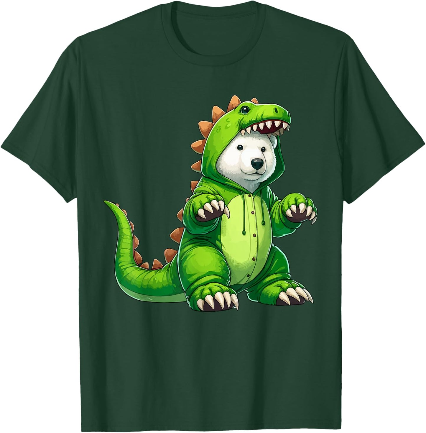 Polar Bear Wearing Dinosaur Costume Halloween Cosplay T-Rex T-Shirt - T-Shirt | Forest