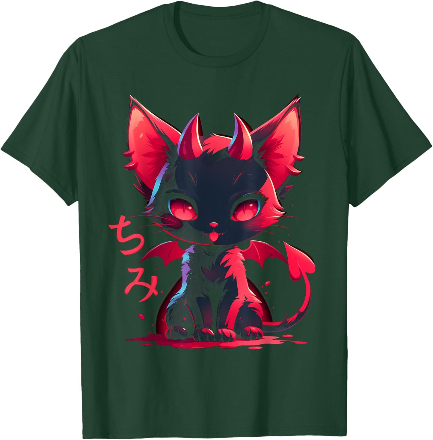 Yami Kawaii Devil Cat Creepy Cute Pastel Goth Japanese , black T-Shirt - T-Shirt | Forest