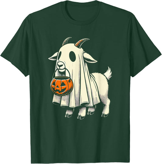 Cute Goat Ghost Pun Meme Trick or Treat Funny Halloween T-Shirt - T-Shirt | Forest