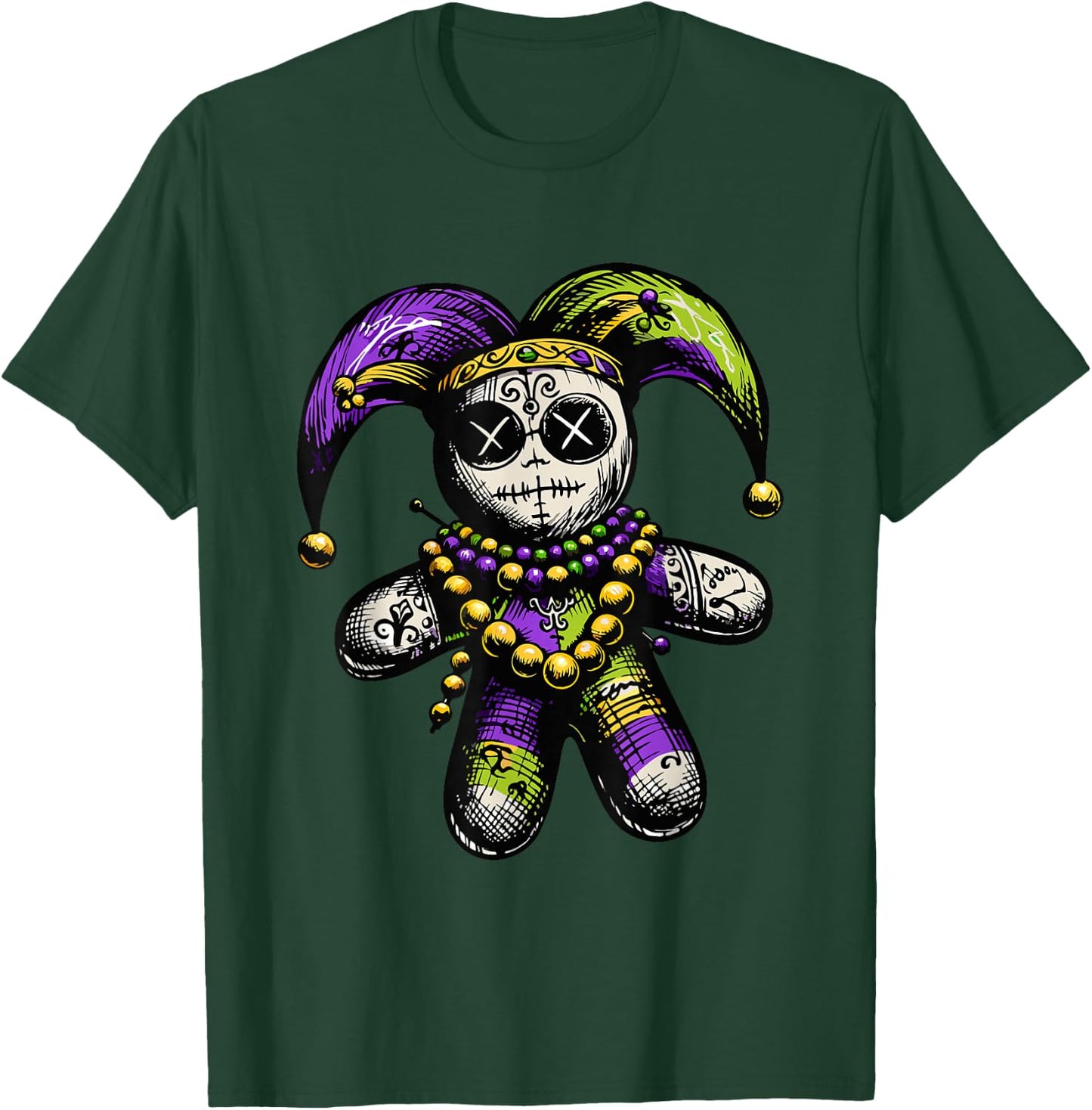 Mardi Gras Witch Doctor Goth Women Men Voodoo Doll Costume T-Shirt - T-Shirt | Forest