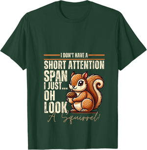 Funny Squirrel Animal I Don't Have A Short Attention Span V-Neck T-Shirt - T-Shirt | Forest