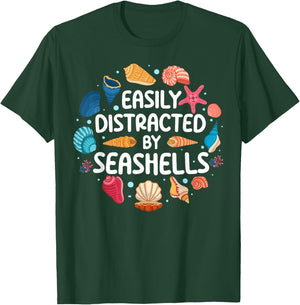 Easily Distracted By Seashells - Shell Collecting Seashell T-Shirt - T-Shirt | Forest
