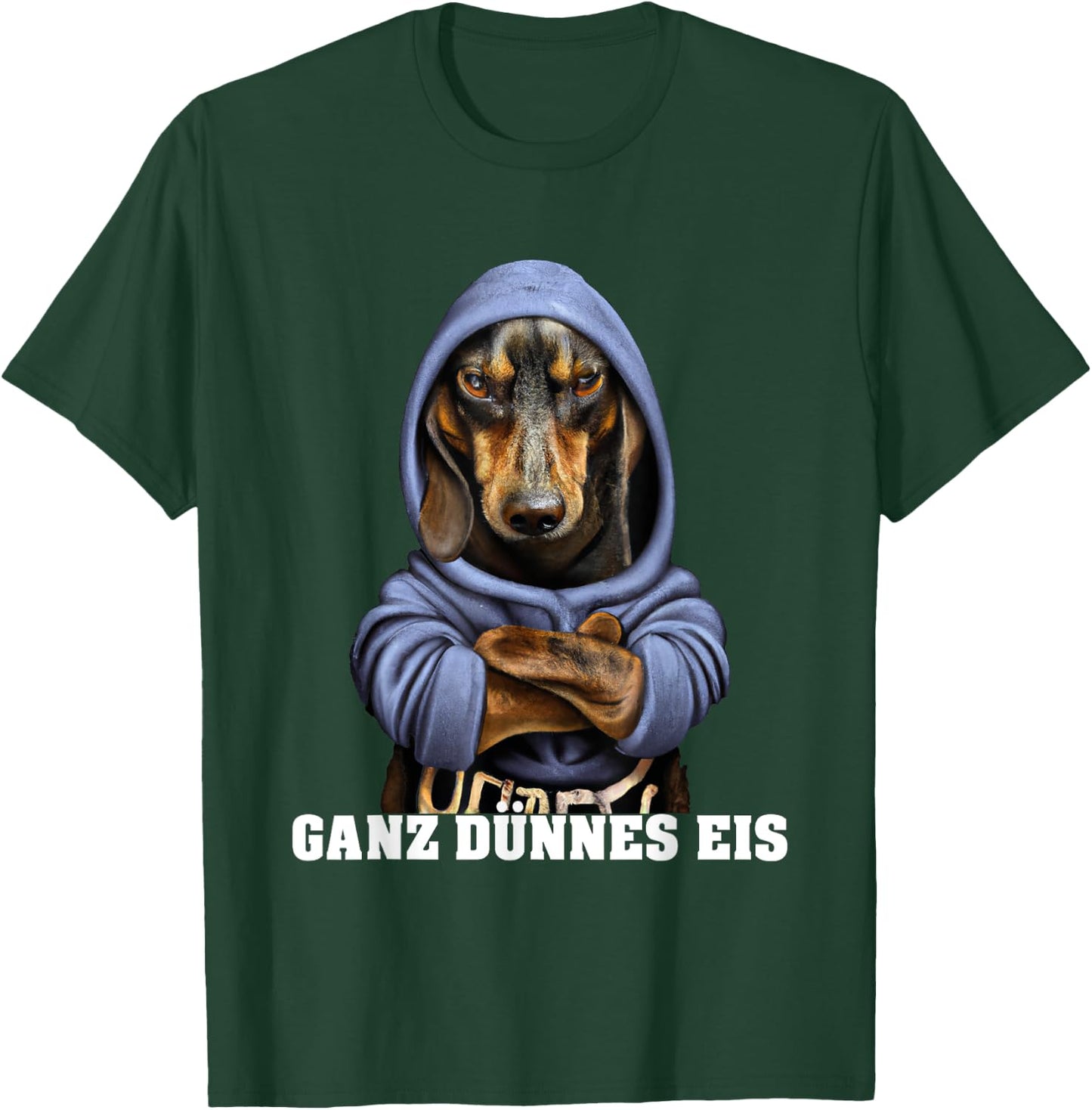 Dachshund with Hoodi or Dog Dachshund Very Thin Ice , black T-Shirt - T-Shirt | Forest