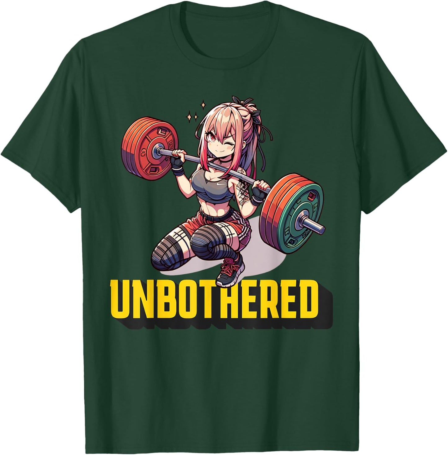 Unbothered Manga Shirt Funny Anime Workout Gym Girl Cool T-Shirt - T-Shirt | Forest