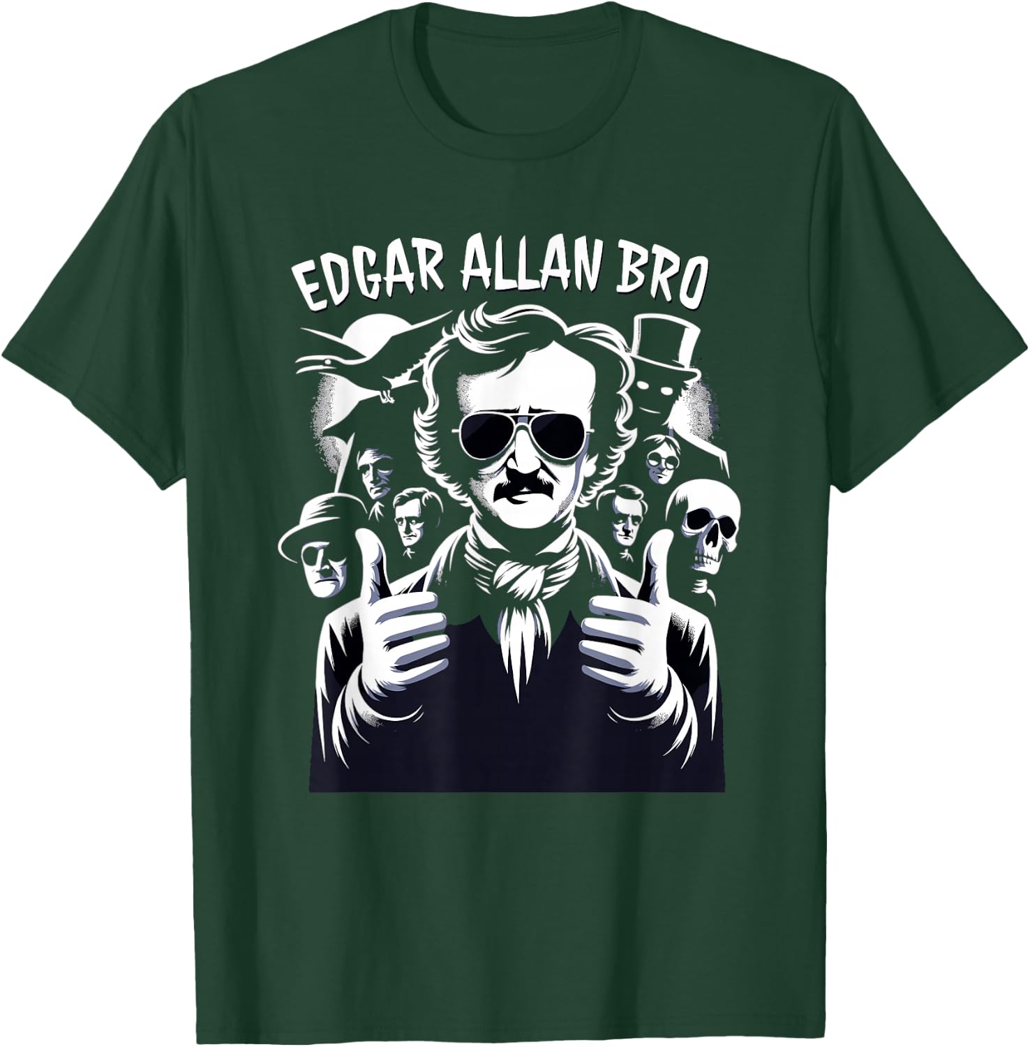 Edgar Allan Poe Raven Gothic Literature Macabre Poetry T-Shirt - T-Shirt | Forest