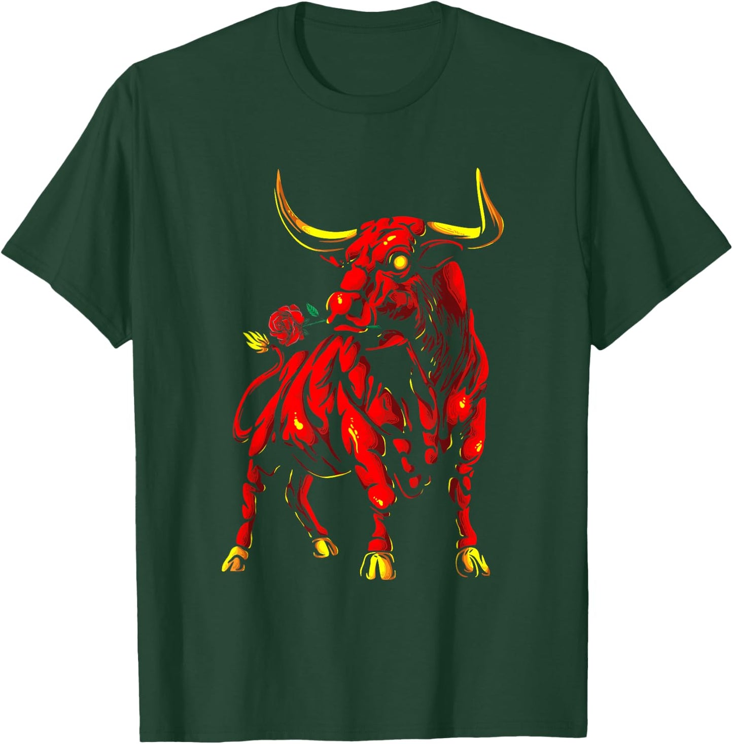 Stier mit Rose | Spanischer Stierkampf | Stierreiten T-Shirt - T-Shirt | Forest