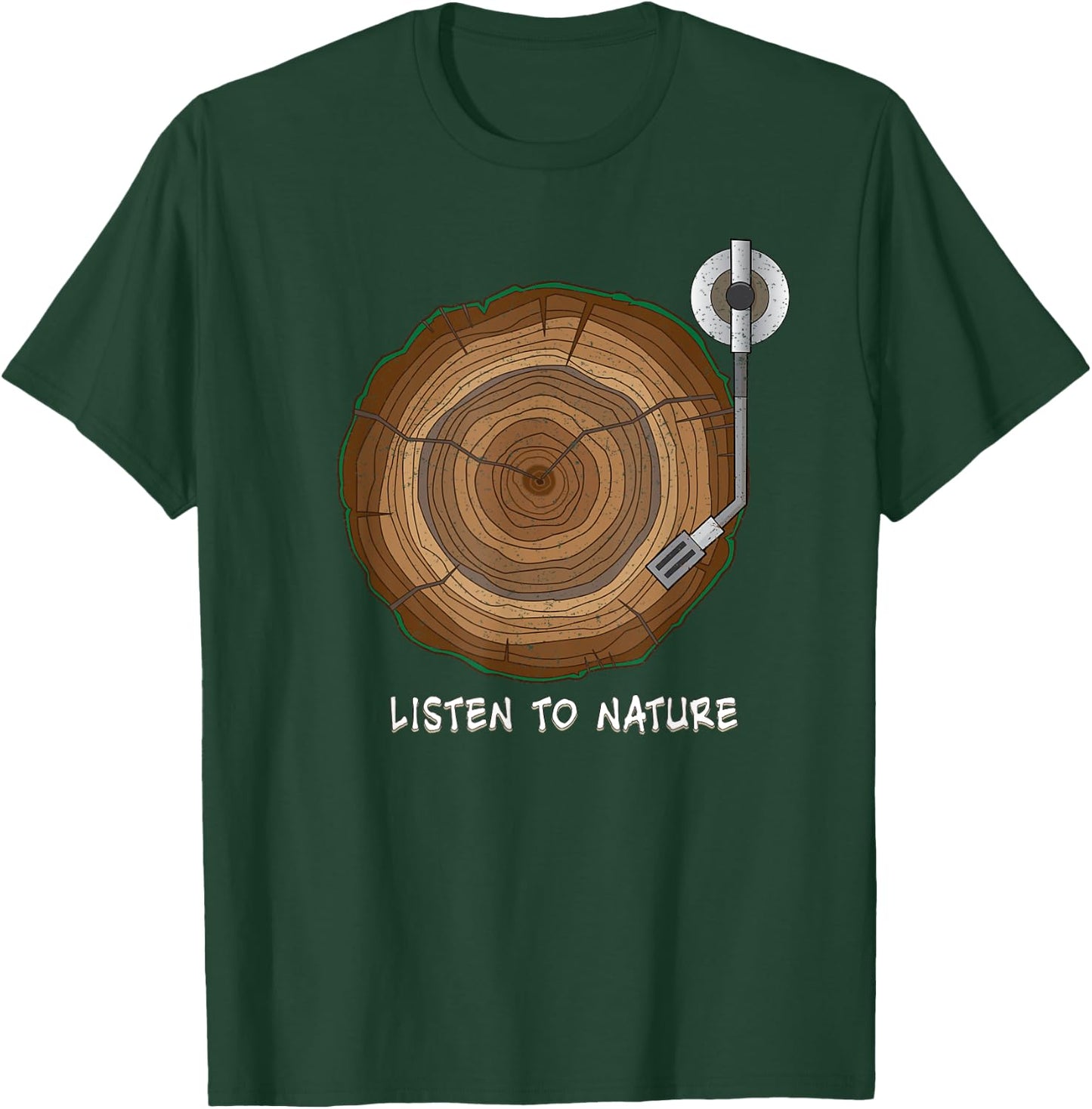 Listen to Nature Vinyl Music Gift T-Shirt - T-Shirt | Forest