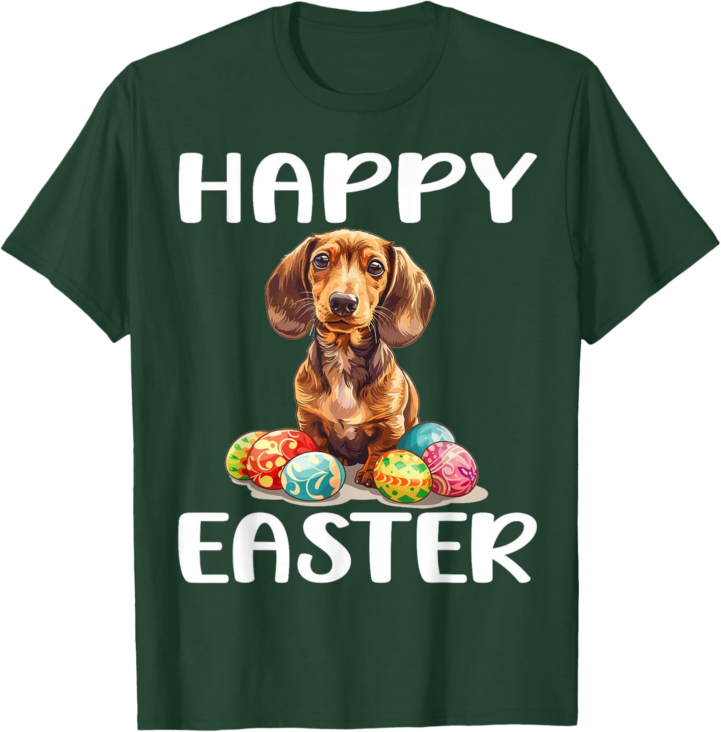 Dachshund Doxie Dog Breed Happy Easter Men Women Kids T-Shirt - T-Shirt | Forest