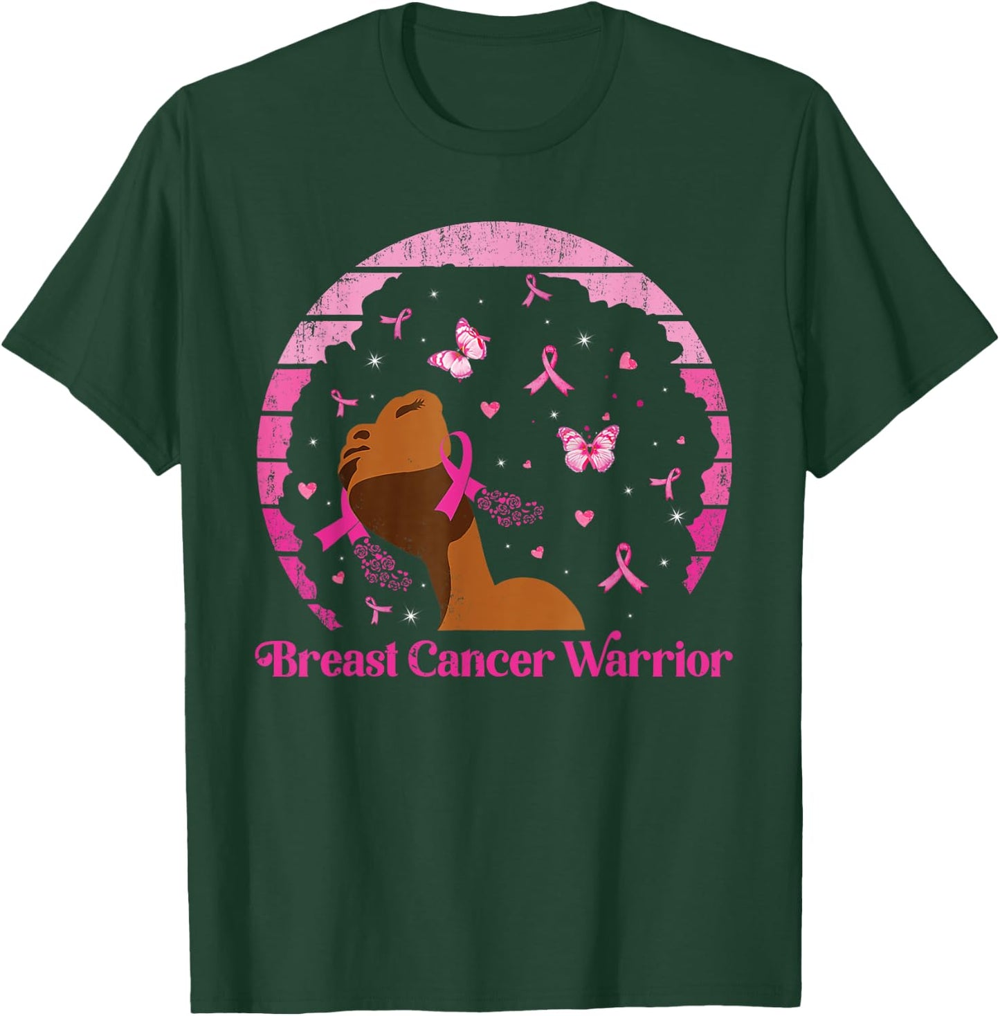 Breast Cancer Warrior Pink Ribbon Queen Fighter Black Women T-Shirt - T-Shirt | Forest