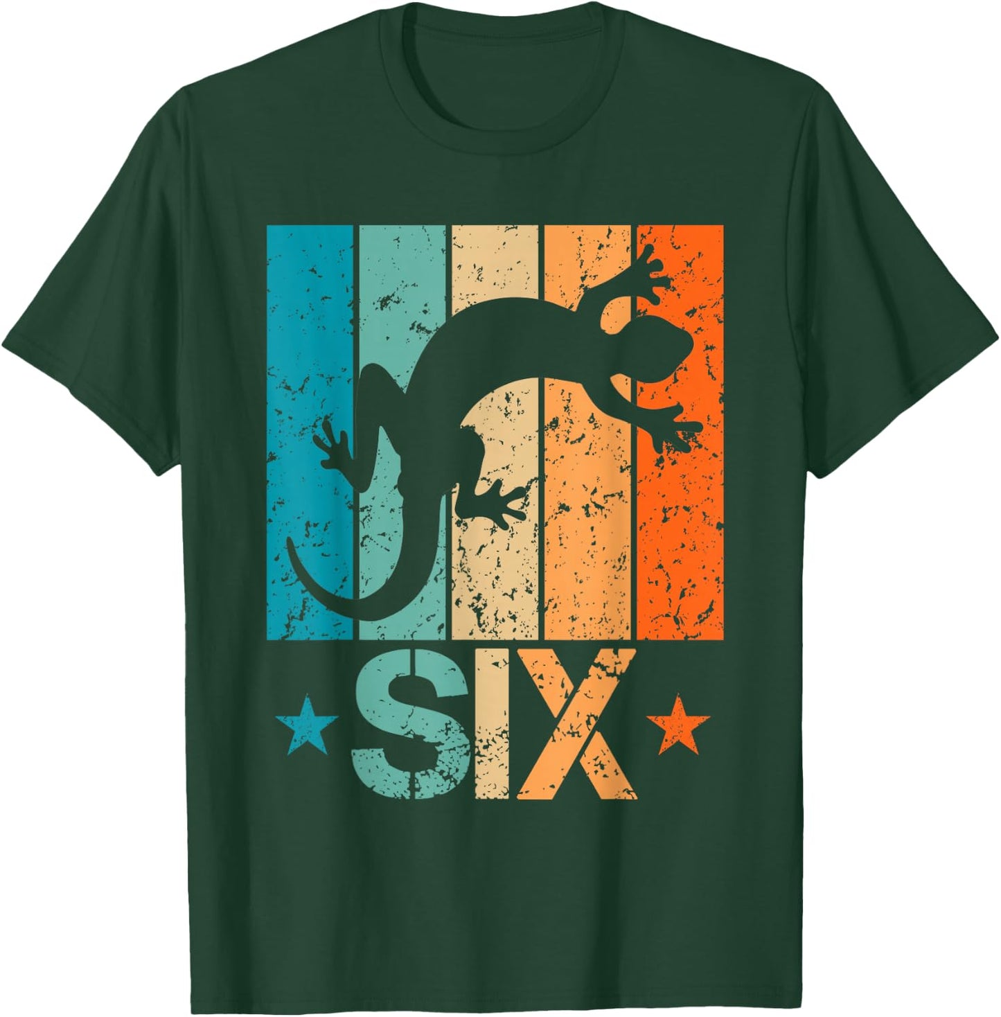 6th Lizard Birthday 6 Year Old 6yr Boy Girl Birthday Reptile T-Shirt - T-Shirt | Forest