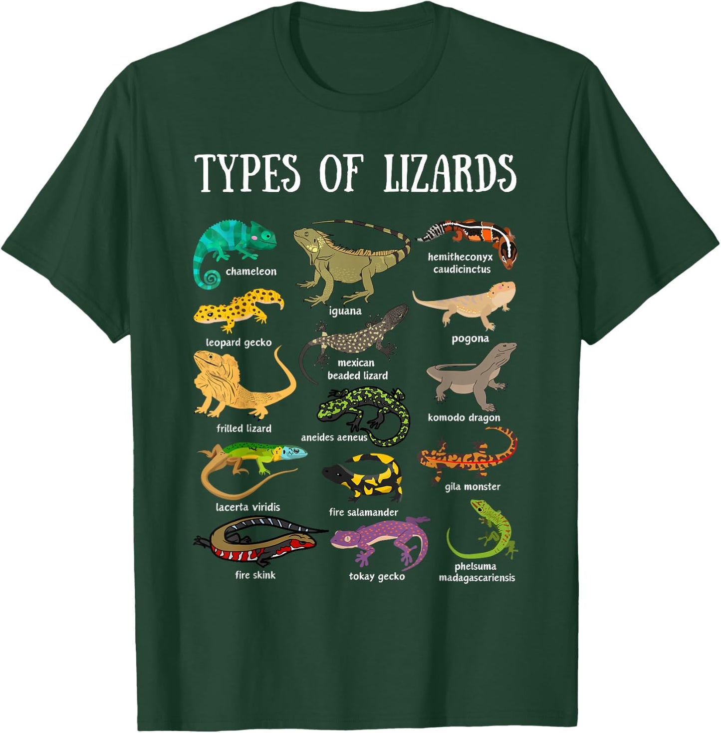 Types of Lizards Reptile Herpetology Men kids lizard collage T-Shirt - T-Shirt | Forest
