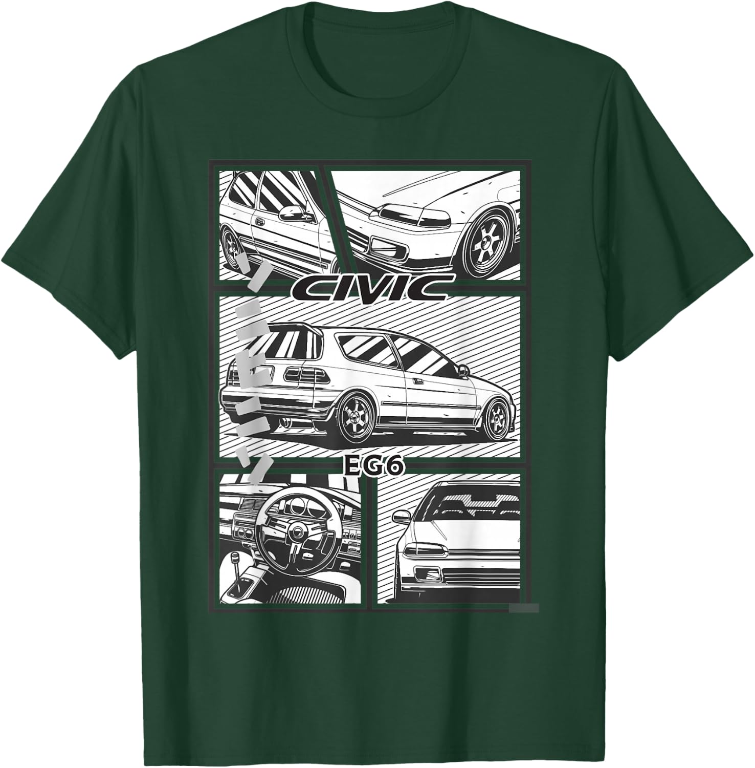 Civic Eg 6 Japanese Car , black T-Shirt - T-Shirt | Forest