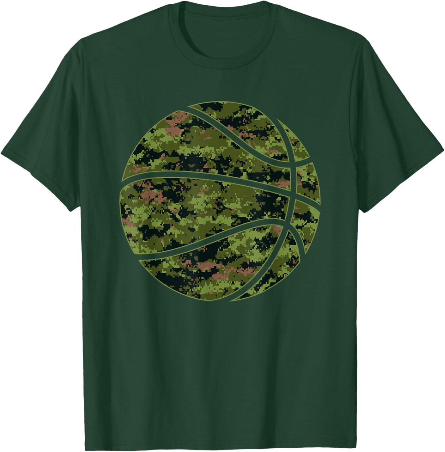 Cool Green Basketball Camo - Green Camouflage Basketball T-Shirt - T-Shirt | Forest