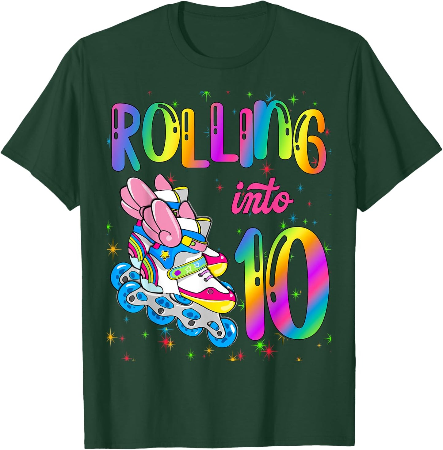 Rolling Into 10 years Let's Roll I'm Turning 10 Roller Skate T-Shirt - T-Shirt | Forest