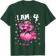 Kids 4 Years old 4th birthday Flamingos Boy Girl Flamingo T-Shirt - T-Shirt | Forest