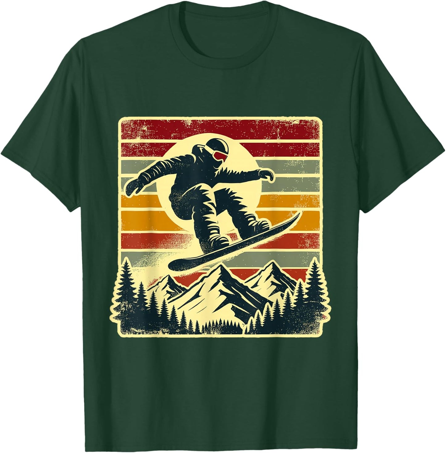 Retro Snowboard Rider Snowboarding Lover Snowboarder T-Shirt - T-Shirt | Forest