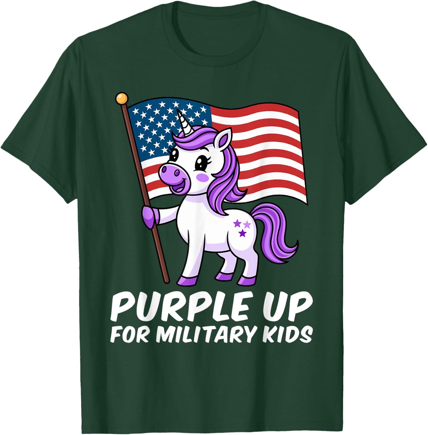 Purple Up for Military Kids Military Child Month Unicorn T-Shirt - T-Shirt | Forest