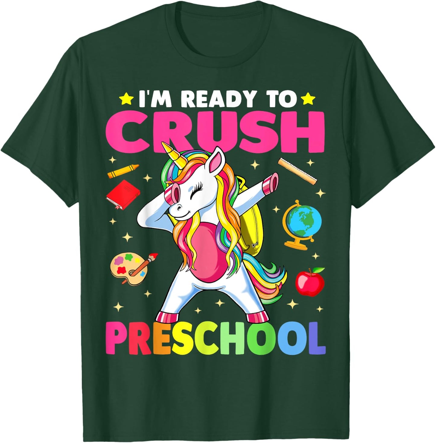 Crush Preschool Dabbing Unicorn Back to School Girls Gift T-Shirt - T-Shirt | Forest