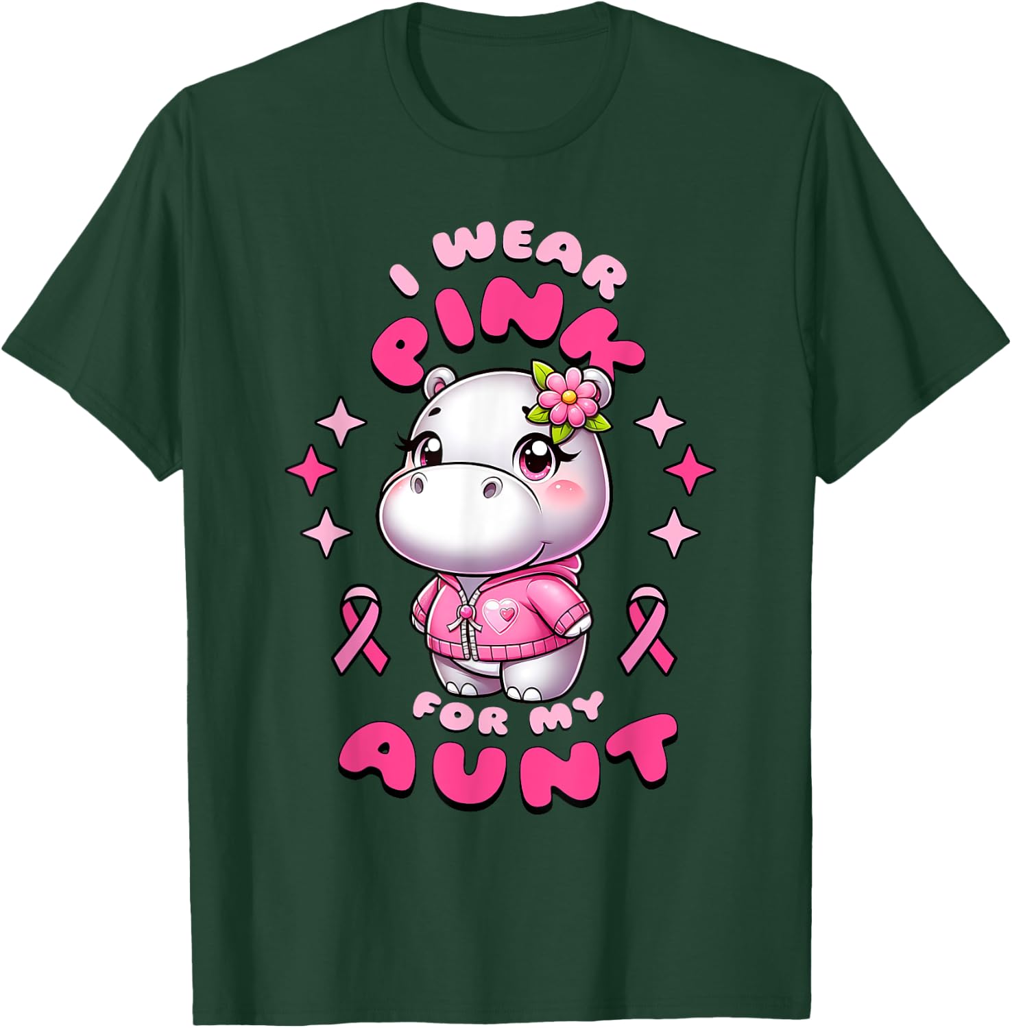 I Wear Pink For My Aunt Hippopotamus In October We Wear Pink T-Shirt - T-Shirt | Forest