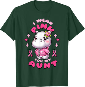 I Wear Pink For My Aunt Hippopotamus In October We Wear Pink T-Shirt - T-Shirt | Forest