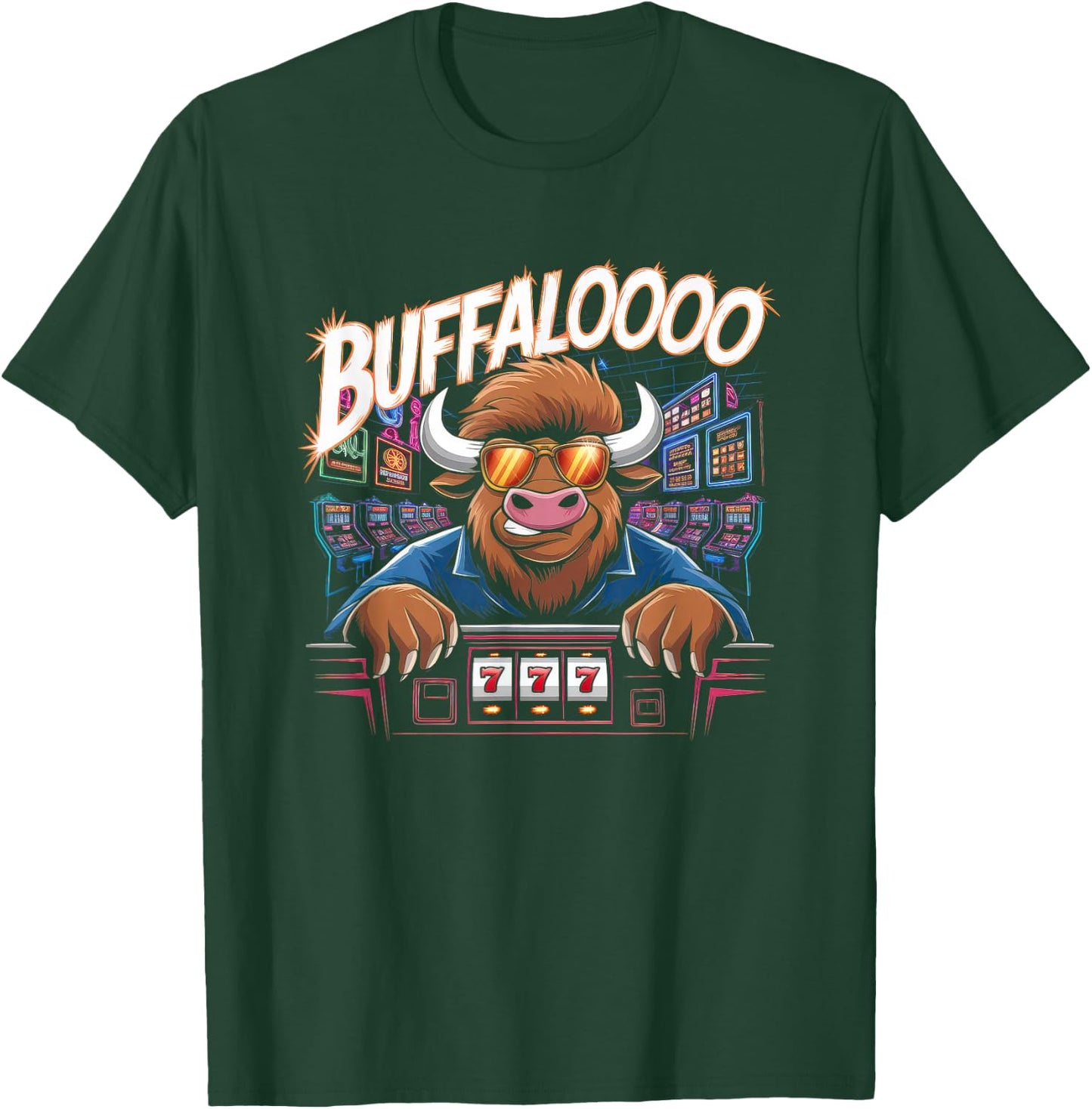 Lucky Buffalo Casino Slot Machine Gambling Gift Gambler T-Shirt - T-Shirt | Forest