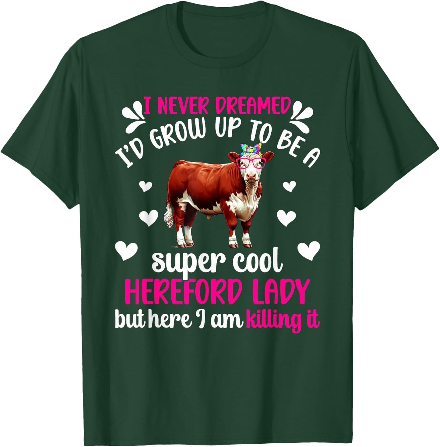 Hereford Lady Hereford Cow Lover Hereford Cow Mom T-Shirt - T-Shirt | Forest