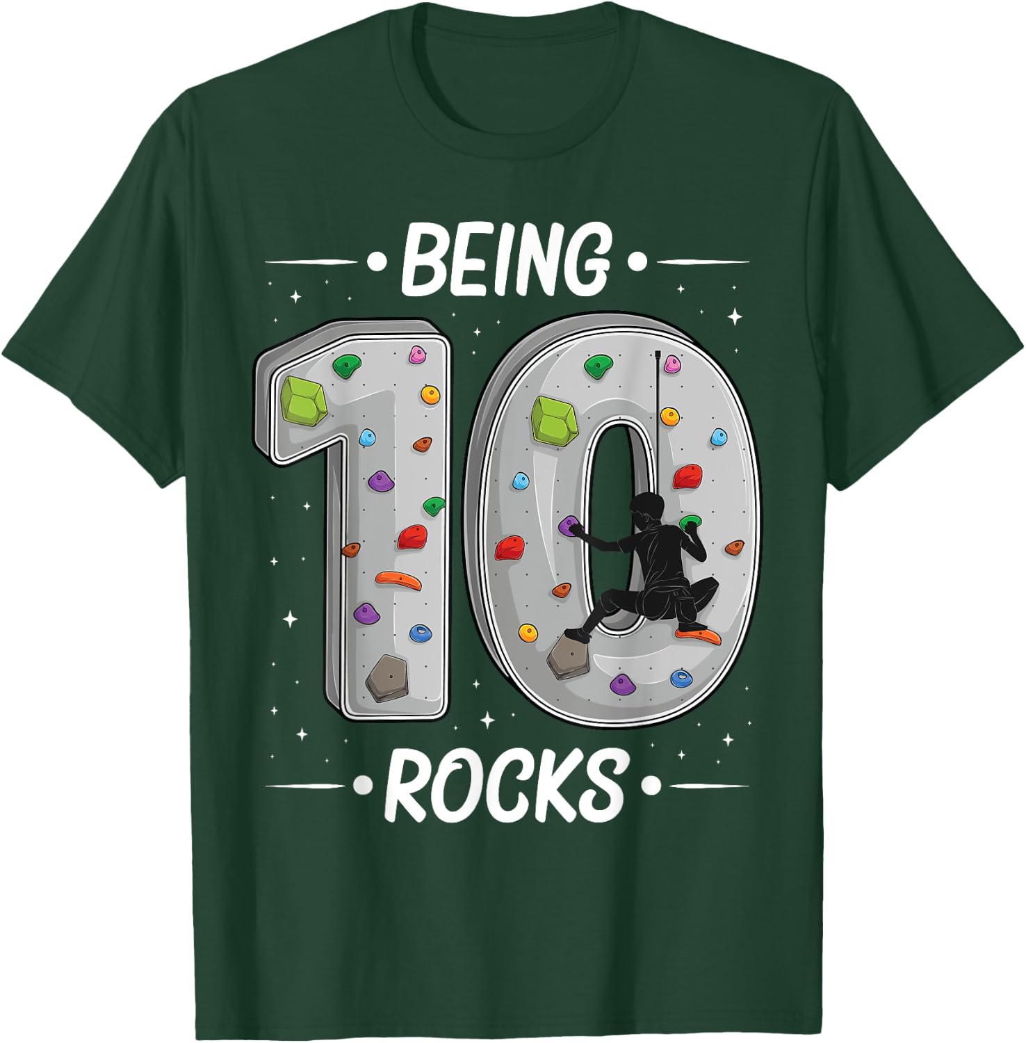 10 year old rock climbing 10th birthday Adventures Climber T-Shirt - T-Shirt | Forest