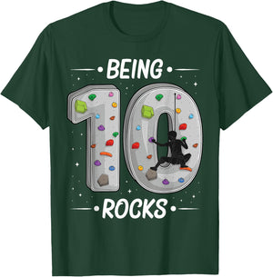 10 year old rock climbing 10th birthday Adventures Climber T-Shirt - T-Shirt | Forest