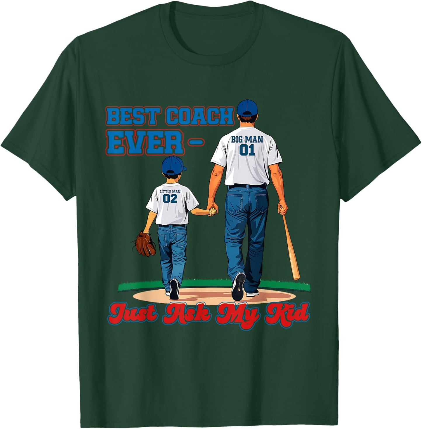 Best Coach Ever Fathers Day Baseball Dad Papa Sports Lover T-Shirt - T-Shirt | Forest