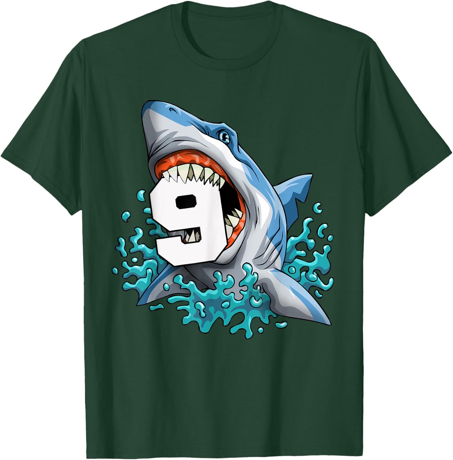 Kids Shark 9th Birthday Boys Funny Shark 9 yrs Old Birthday T-Shirt - T-Shirt | Forest