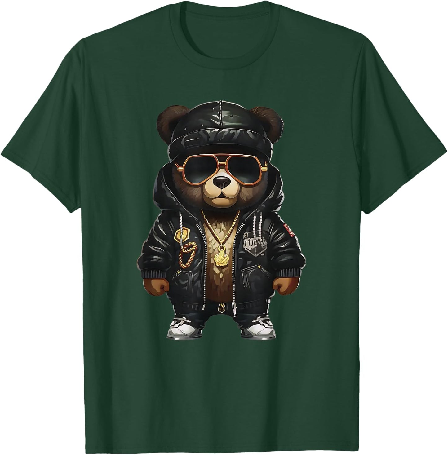 Teddy Fashion Rap Bear Stylish Hip Hop Funny , black T-Shirt - T-Shirt | Forest