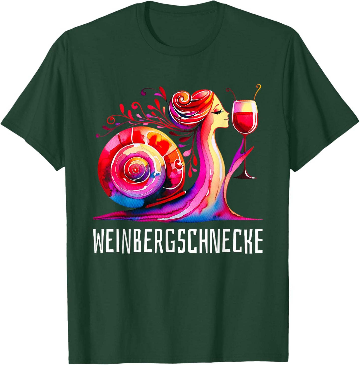 Vineyard Snail Wine Snail Motif Funny Red Wine Party , black T-Shirt - T-Shirt | Forest
