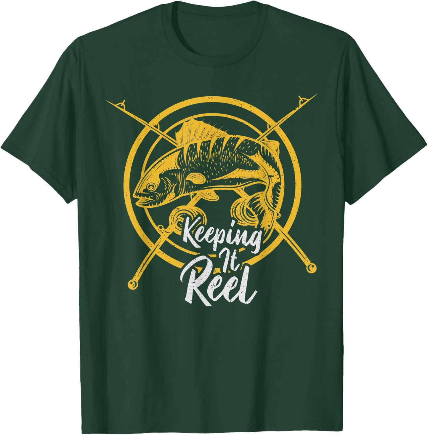Vintage Retro Keeping It Reel Fishing T-Shirt - T-Shirt | Forest