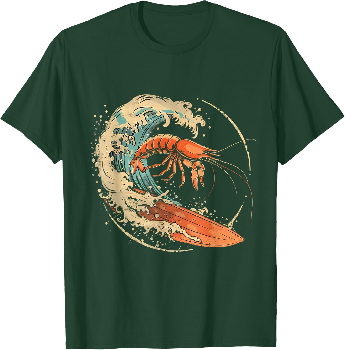 Shrimp Surfing Sea Ocean Animal Marine Mammal Shrimp Lover T-Shirt - T-Shirt | Forest