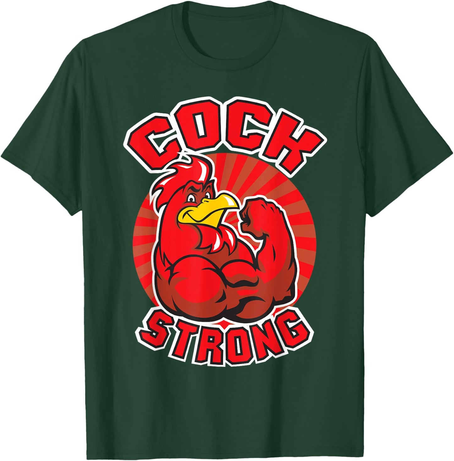 Cock Strong - Muscular Chicken - Novelty Gym T-Shirt - T-Shirt | Forest
