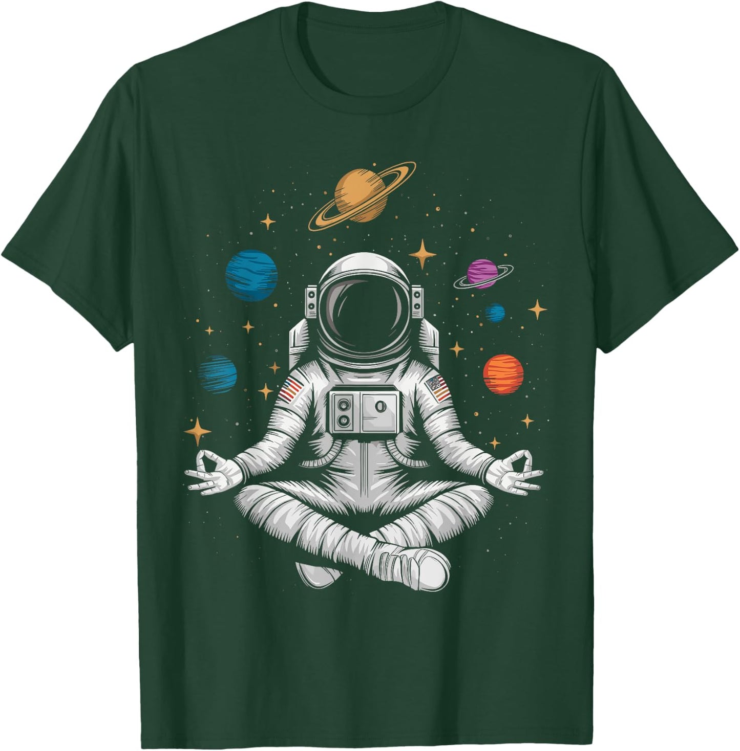 Yoga Astronaut Meditation Space T-Shirt - T-Shirt | Forest