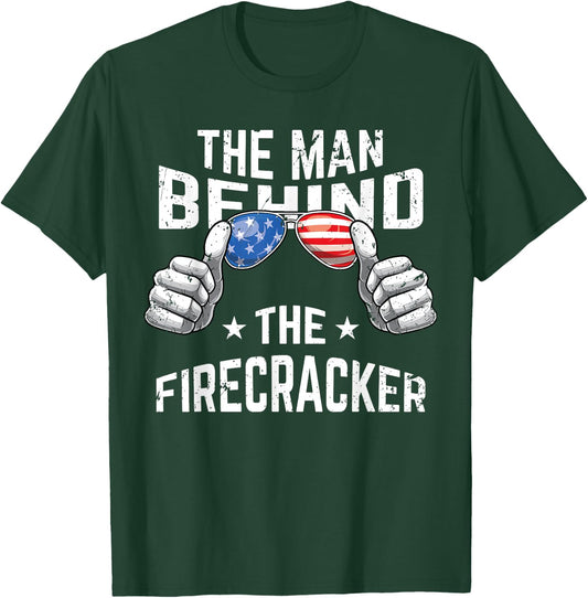 4th of July Pregnancy Shirt The Man Behind The Firecracker T-Shirt - T-Shirt | Forest