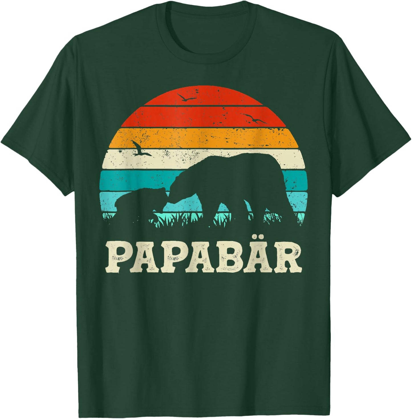 Herren Retro Vater Baby Sohn Tochter Bär Papa Vatertag T-Shirt - T-Shirt | Forest