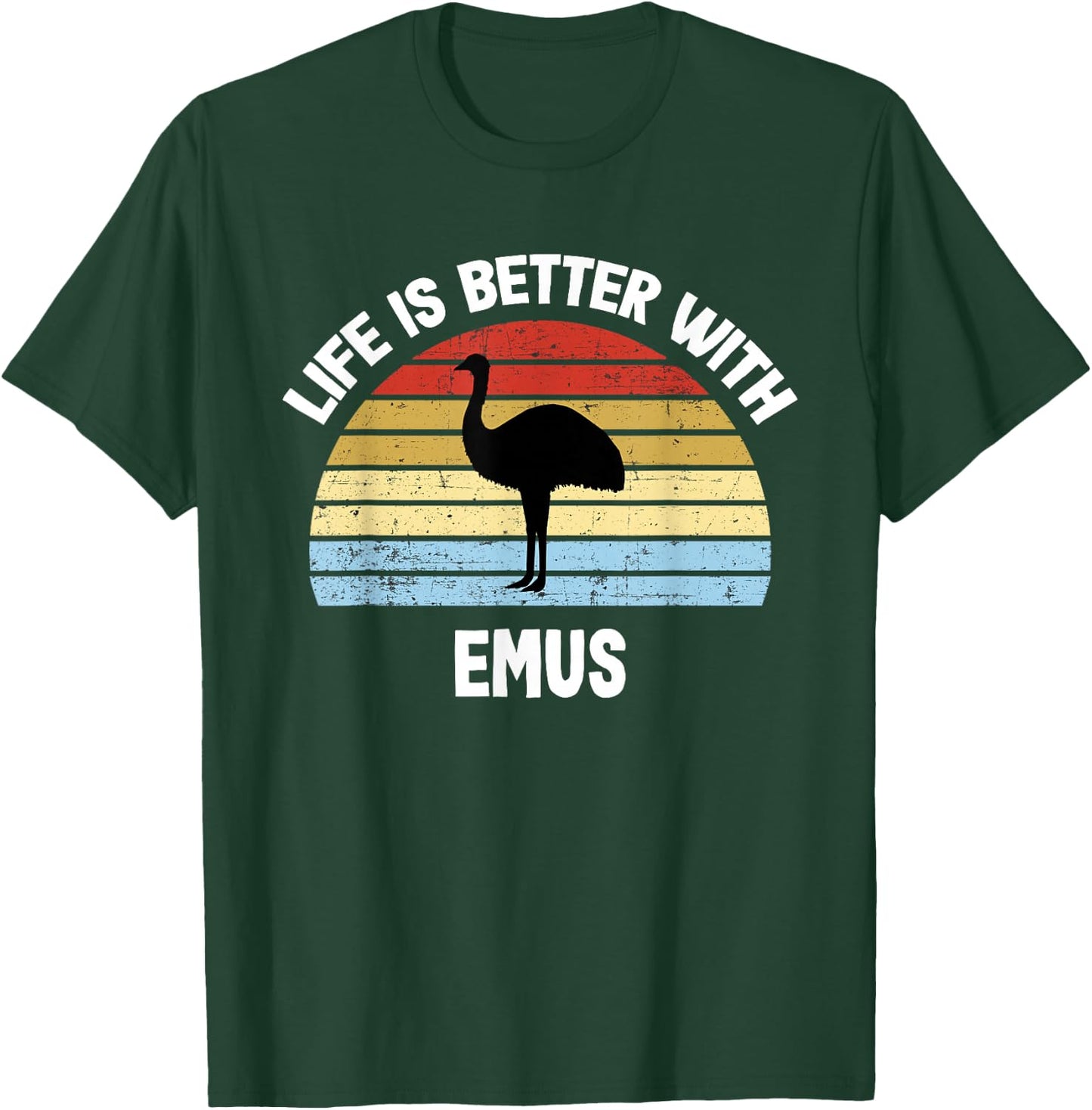 Emu with German Text "Das Leben ist besser mit Emus" [ T-Shirt - T-Shirt | Forest